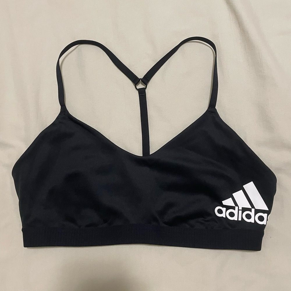 Adidas Black Sports Bra Seamless Compression Moisture-Wicking